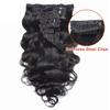 Kislemon Clip in Human Hair Extensions Body Wave 100% Unprocessed Human Human Hair Cheap 8 Pieces/Lot 125g with 18 Clips (24", Body Wave) view 2