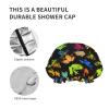 Colorful Tree Frogs Shower Cap For Women Elasticity Waterproof Reusable Bath Hats Fit Short To Long Hair view 4