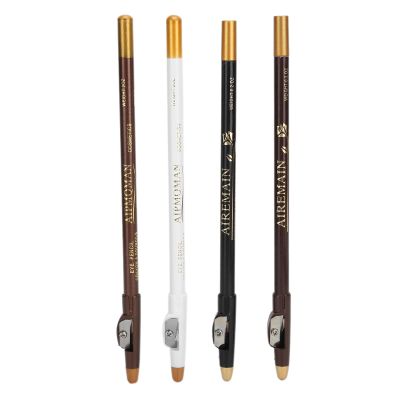 4Pcs Barber Pencil, Hairline Outline with Sharpener, Tool for Lineup and Beard Shape White (Barber H Pencil + Beard Accessories)