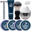 4 Packs Shaving Soap w/Shaving Bowl,Shaving Brush,Shaving Cream,Unqiue Gift Set Mens Shaving Kit for Christmas Stocking Stuffers for Him Boyfriend Dad Adult Husband Birthday Valentines Day view 1