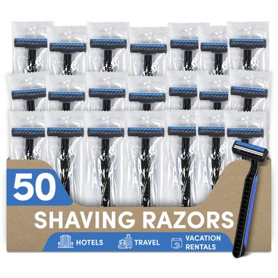 Double Blade Shaving Razor | Individually Wrapped | Disposable for Hotels & Hospitality | Case of 50