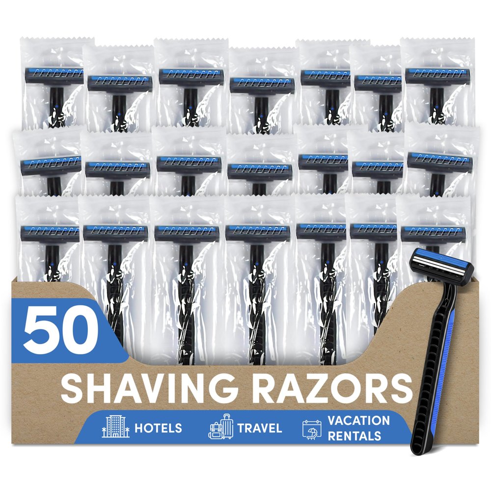 Double Blade Shaving Razor | Individually Wrapped | Disposable for Hotels & Hospitality | Case of 50