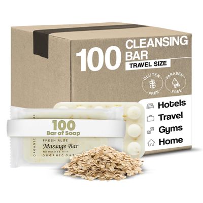 1-Shoppe All-in-Kit Diversified Hospitality Organic Oatmeal Cleansing Bar Soap, Travel Size Hotel Amenities, 1.25 oz (Case of 100)