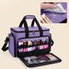 BAFASO Large Cosmetic Bag Makeup Bag with Adjustable Dividers, Travel Makeup Case Holds Cosmetics and Hair Supplies, Purple view 2
