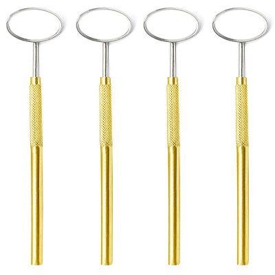 4 Pieces Gold Eyelash Extension Mirror Makeup Detachable Mirrors Dental Mirror Stainless Steel Beauty Tools Mirror Inspection Mirror Dental Tool Inspect Instrument for Observing Small Details
