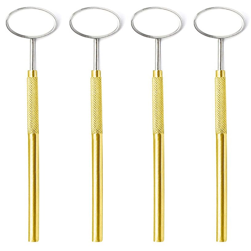 4 Pieces Gold Eyelash Extension Mirror Makeup Detachable Mirrors Dental Mirror Stainless Steel Beauty Tools Mirror Inspection Mirror Dental Tool Inspect Instrument for Observing Small Details