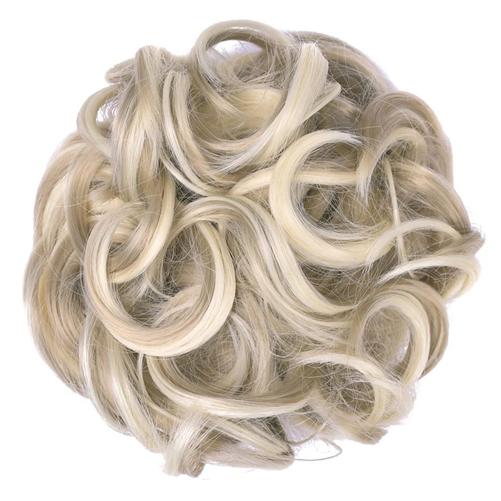 10Pc Curly Chignon Messy Hair Bun Hair Scrunchies Extension Curly Wavy Messy Synthetic Chignon For Women Updo Hairpiece Q18 Color 14H613