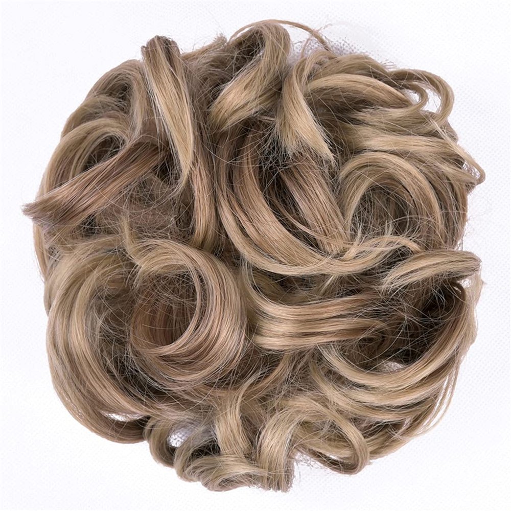 10Pc Curly Chignon Messy Hair Bun Hair Scrunchies Extension Curly Wavy Messy Synthetic Chignon For Women Updo Hairpiece Q18 Color 12T24