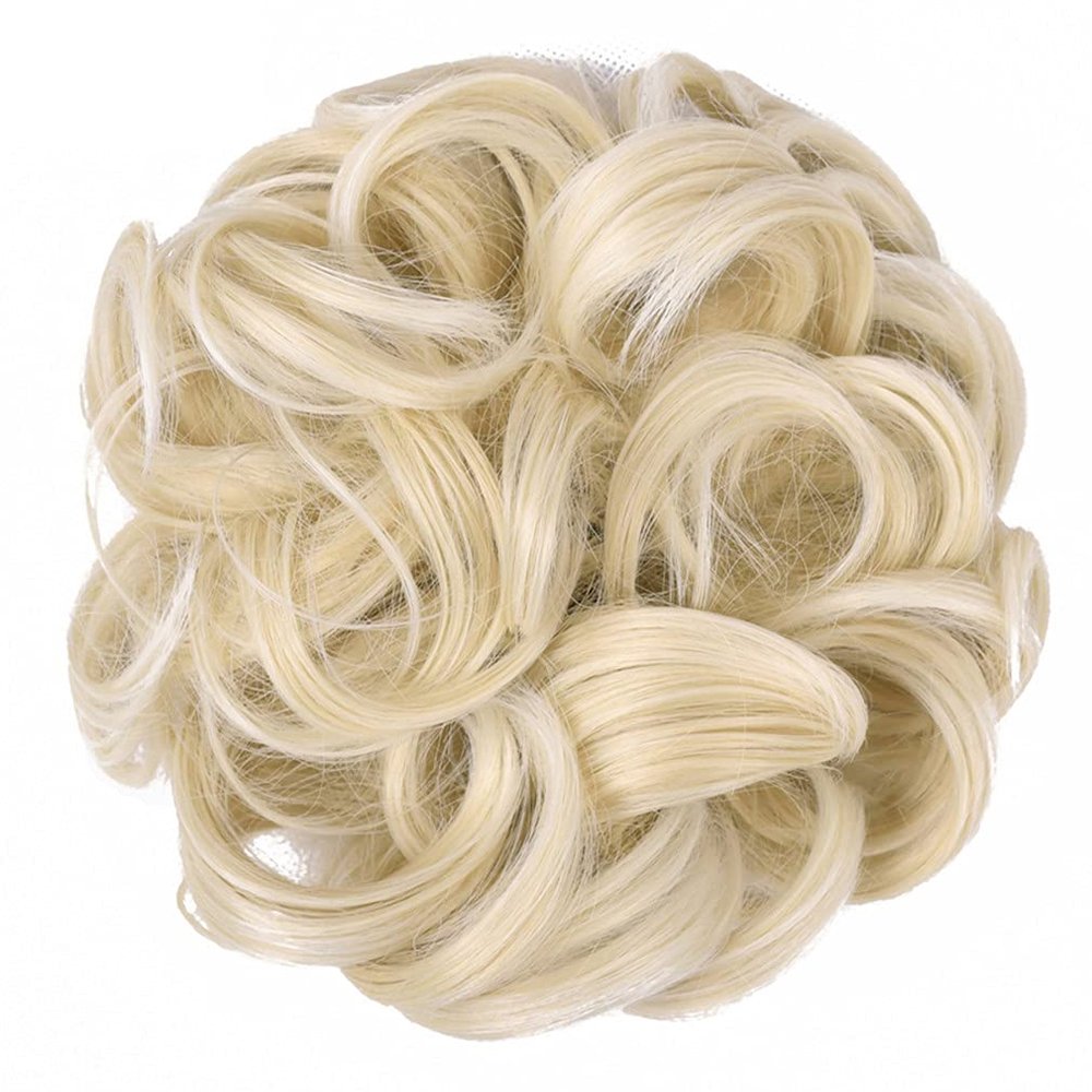 10Pc Curly Chignon Messy Hair Bun Hair Scrunchies Extension Curly Wavy Messy Synthetic Chignon For Women Updo Hairpiece Q18 Color 22T613