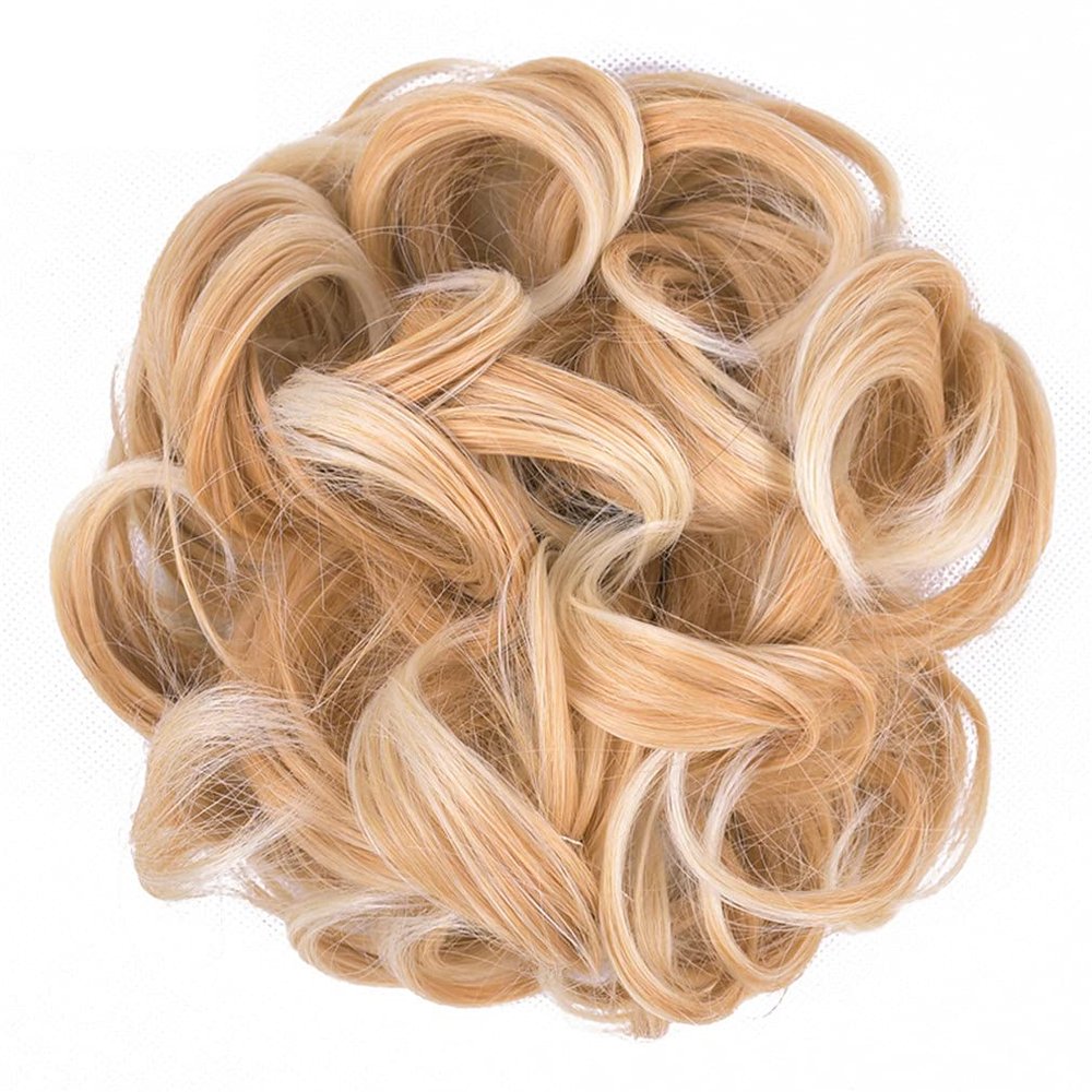 10Pc Curly Chignon Messy Hair Bun Hair Scrunchies Extension Curly Wavy Messy Synthetic Chignon For Women Updo Hairpiece Q18 Color 144T613