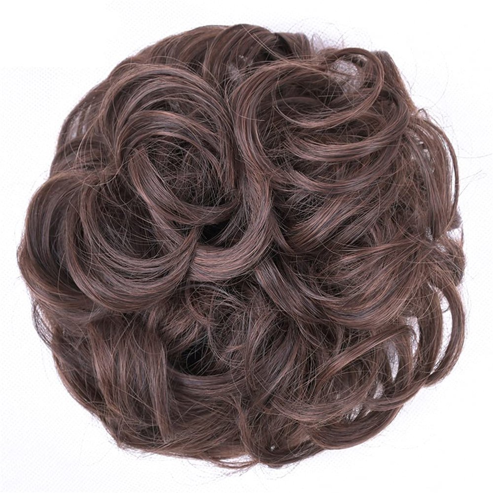 10Pc Curly Chignon Messy Hair Bun Hair Scrunchies Extension Curly Wavy Messy Synthetic Chignon For Women Updo Hairpiece Q18 Color M2-30
