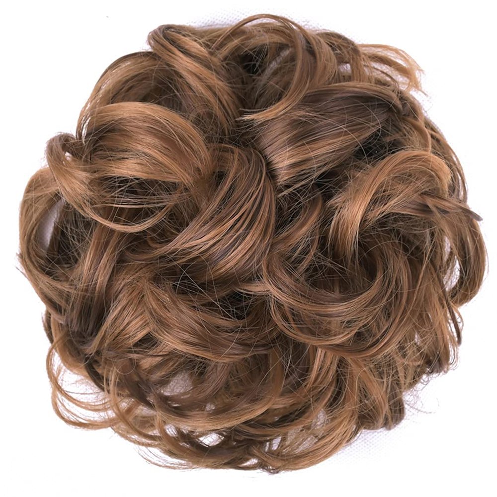 10Pc Curly Chignon Messy Hair Bun Hair Scrunchies Extension Curly Wavy Messy Synthetic Chignon For Women Updo Hairpiece Q18 Color 6AH27