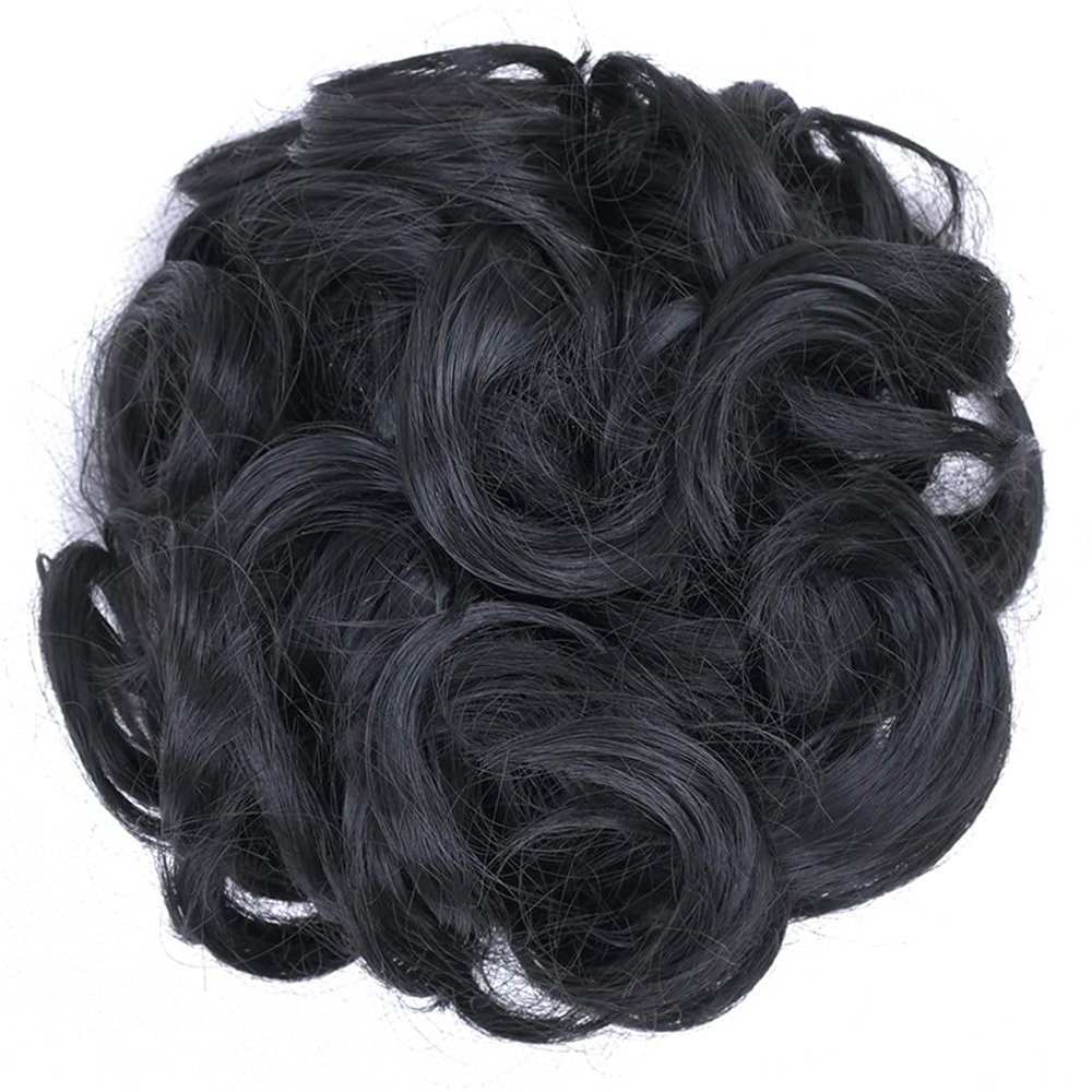 10Pc Curly Chignon Messy Hair Bun Hair Scrunchies Extension Curly Wavy Messy Synthetic Chignon For Women Updo Hairpiece Q18 Color 1B