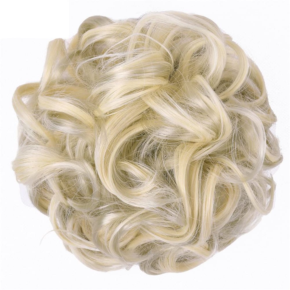 10Pc Curly Chignon Messy Hair Bun Hair Scrunchies Extension Curly Wavy Messy Synthetic Chignon For Women Updo Hairpiece Q18 Color J88H613