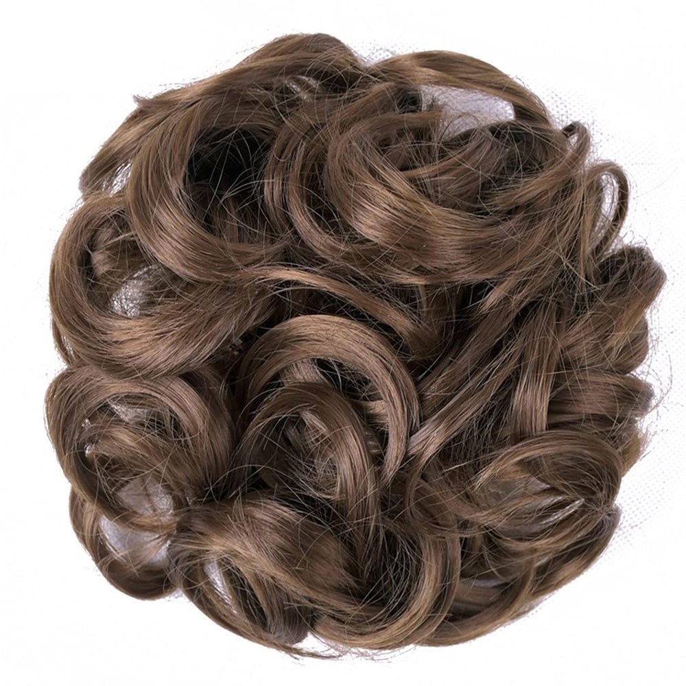 10Pc Curly Chignon Messy Hair Bun Hair Scrunchies Extension Curly Wavy Messy Synthetic Chignon For Women Updo Hairpiece Q18 Color 6A
