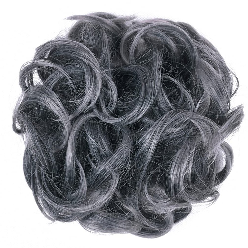 10Pc Curly Chignon Messy Hair Bun Hair Scrunchies Extension Curly Wavy Messy Synthetic Chignon For Women Updo Hairpiece Q18 Color 1TDimgray