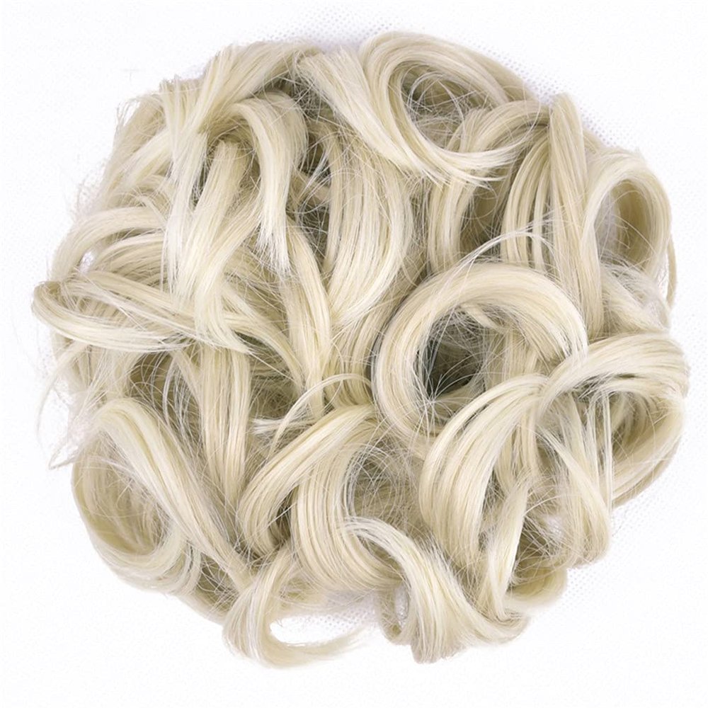 10Pc Curly Chignon Messy Hair Bun Hair Scrunchies Extension Curly Wavy Messy Synthetic Chignon For Women Updo Hairpiece Q18 Color 24T613