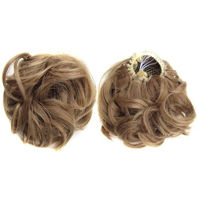 Synthetic Curly Hair Chignon Wedding Updos For Elegant Brides Bun Pad Rubber Band Mix Color M12-24