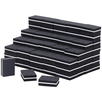 100 Pcs Mini Buffers for Nails 180/100 Grit Buffer for Acrylic Nails for Nail Care(Black)