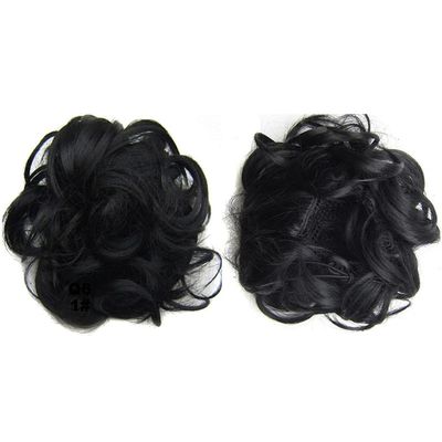 Synthetic Curly Hair Chignon Wedding Updos For Elegant Brides Bun Pad Rubber Band Mix Color #1