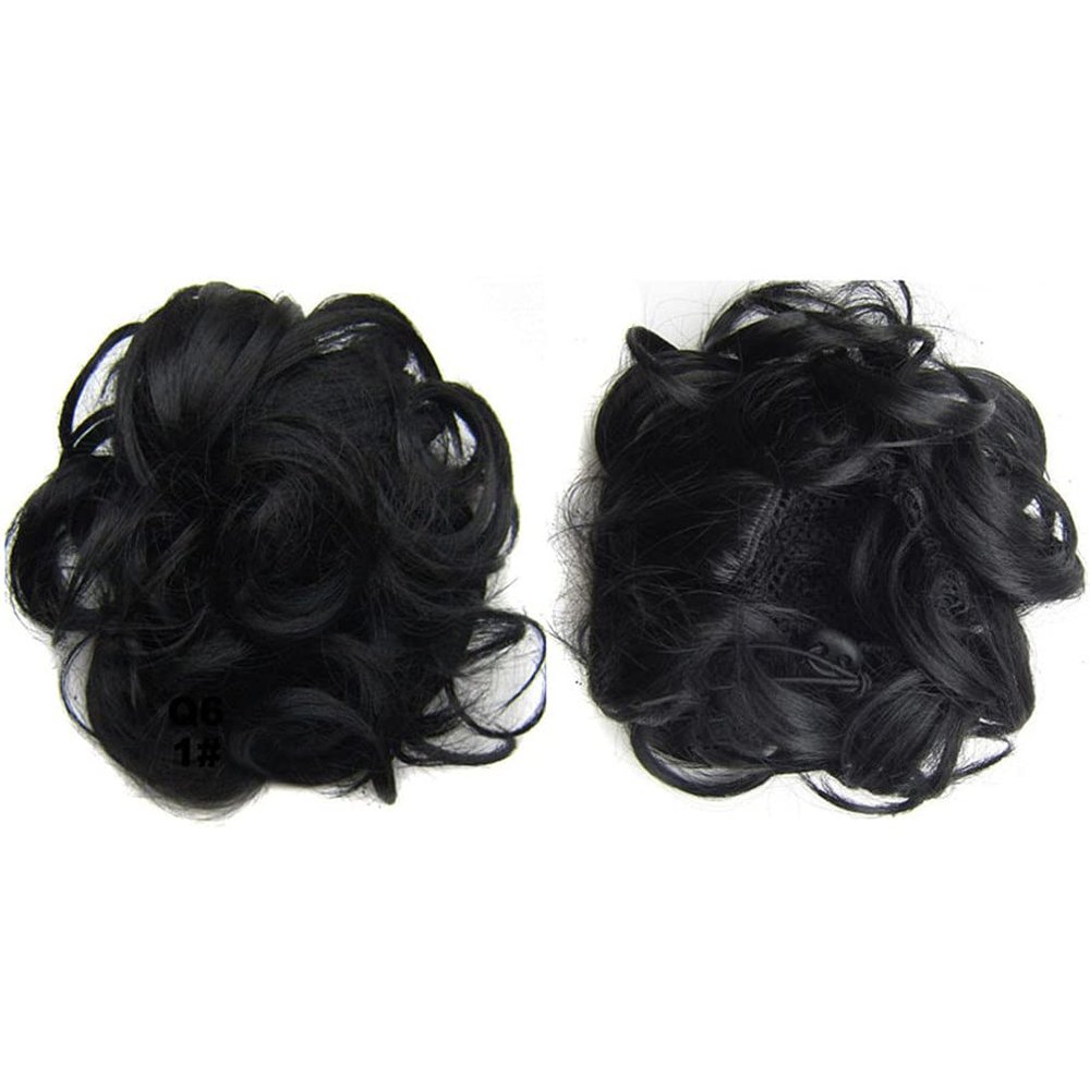 Synthetic Curly Hair Chignon Wedding Updos For Elegant Brides Bun Pad Rubber Band Mix Color #1