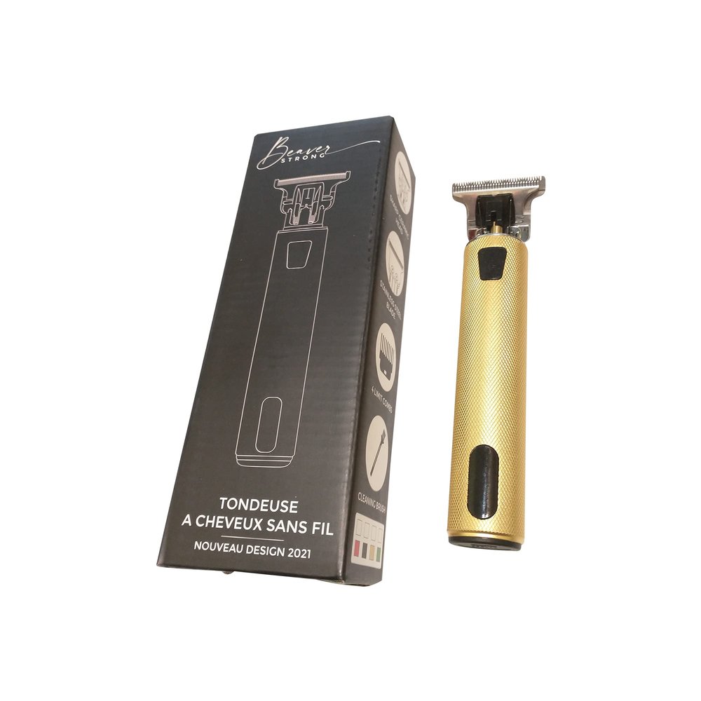 BEAVERSTRONG Cordless Rechargeable Hair Trimmer with LED Power Indicator (Gold)