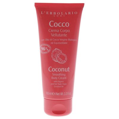 LErbolario Coconut Smoothing Body Cream - Intensely Nourishing Coconut Body Cream - Cocoa Butter and Vitamin E - Tropical, Beachy Fragrance - 3.3 oz