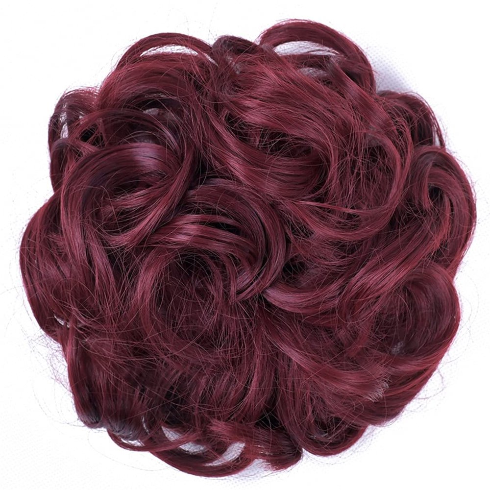 10Pc Curly Chignon Messy Hair Bun Hair Scrunchies Extension Curly Wavy Messy Synthetic Chignon For Women Updo Hairpiece Q18 Color 99J