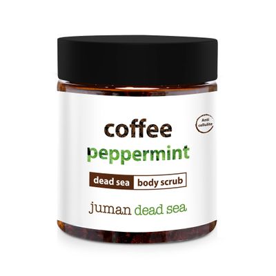 All Natural & Authentic COFFEE PEPPERMINT Body Scrub with Dead Sea Salt Minerals  Paraben Free  Not Tested on Animals  Helps Treat Cellulite, Varicose Veins, Stretch Marks - Infused with Argan, Vitamin E (10.58 oz)