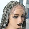 12.5X4.75" Lace Braids Wigs for Black Women Swiss Lace Front Cornrow Box Braided Wig Baby Hair 31" Synthetic Lightweight Cornrow Micro Twist Braids Wigs 1B/613T# Black Blonde Ombre view 4