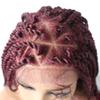 31" Braided Wigs for Women Hand Tied Swiss Lace Front Natural Looking Twist Micro Box Braids Wig with Baby Hair Synthetic Long Lightweight Hair Wig 12.5X4.75", T1B/BUG# Black Mix Red view 4