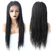 12.5X4.75" Swiss Lace Front Afro Box Braided Wigs for Women Natural Looking Twist Micro Box Braids Wig with Baby Hair Premium Quality Synthetic Long Lightweight Hair Wig 31" 1B# Black view 1
