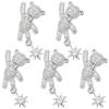 5pcs Nail Drill Nail Dangle Charm Japanese Decor Bowknot Bear Nail Art Decorations Animal Decor Crystal Bowknot Decoration Bear Shaped Nail Decorations Alloy Applique view 1
