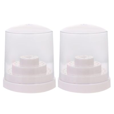 FRCOLOR 2pcs 48- hole Nail Drill Bit Holder Stand Display Organizer Manicure Tools Box Nail Tools Case for Home Use or Salon Use Nail Bit