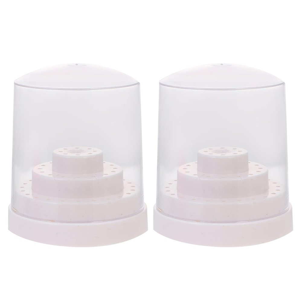 FRCOLOR 2pcs 48- hole Nail Drill Bit Holder Stand Display Organizer Manicure Tools Box Nail Tools Case for Home Use or Salon Use Nail Bit