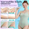 Waterproof Bikini Trimmer Women Electric Razor for Pubic Hair Women's Foil Shaver Rechargeable Shaver Removal with Snap-in Ceramic Blades IP7X Washable Head,Wet and Dry Use,Green view 4