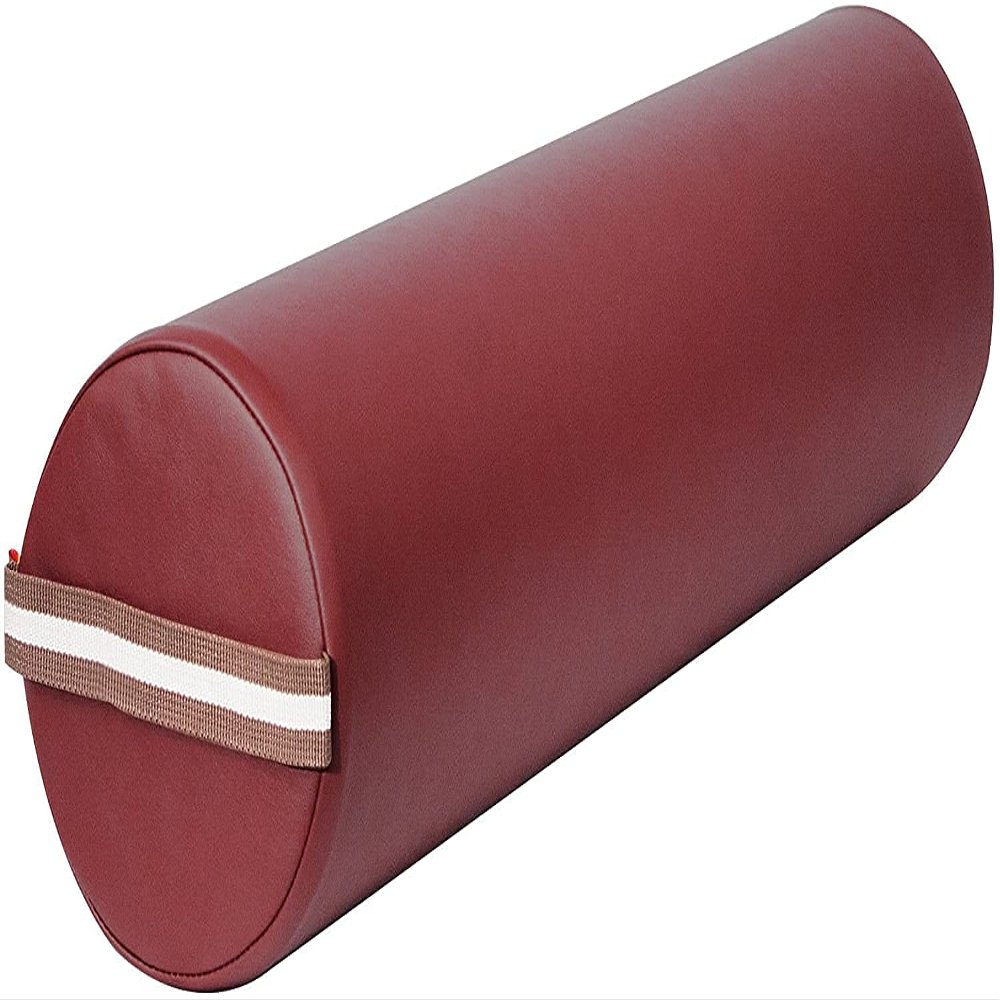 Master Massage 6"x26" Full Round Massage Bolster,Full Round Massage Bolster Pillow Cushion,100% PU Upholstery Massage Bolster (Burgundy)