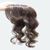 12" Wavy Human Hair Topper with Bangs 5x5" Silk Base Curly Hair Topper Hairpieces Clip in Middle Part Long Wavy Side Bangs Wavy Wiglets Hairpieces Clip in Toupee for Women(Dark Brown) view 2