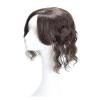 12" Wavy Human Hair Topper with Bangs 5x5" Silk Base Curly Hair Topper Hairpieces Clip in Middle Part Long Wavy Side Bangs Wavy Wiglets Hairpieces Clip in Toupee for Women(Dark Brown) view 3