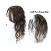 12" Wavy Human Hair Topper with Bangs 5x5" Silk Base Curly Hair Topper Hairpieces Clip in Middle Part Long Wavy Side Bangs Wavy Wiglets Hairpieces Clip in Toupee for Women(Dark Brown) view 4