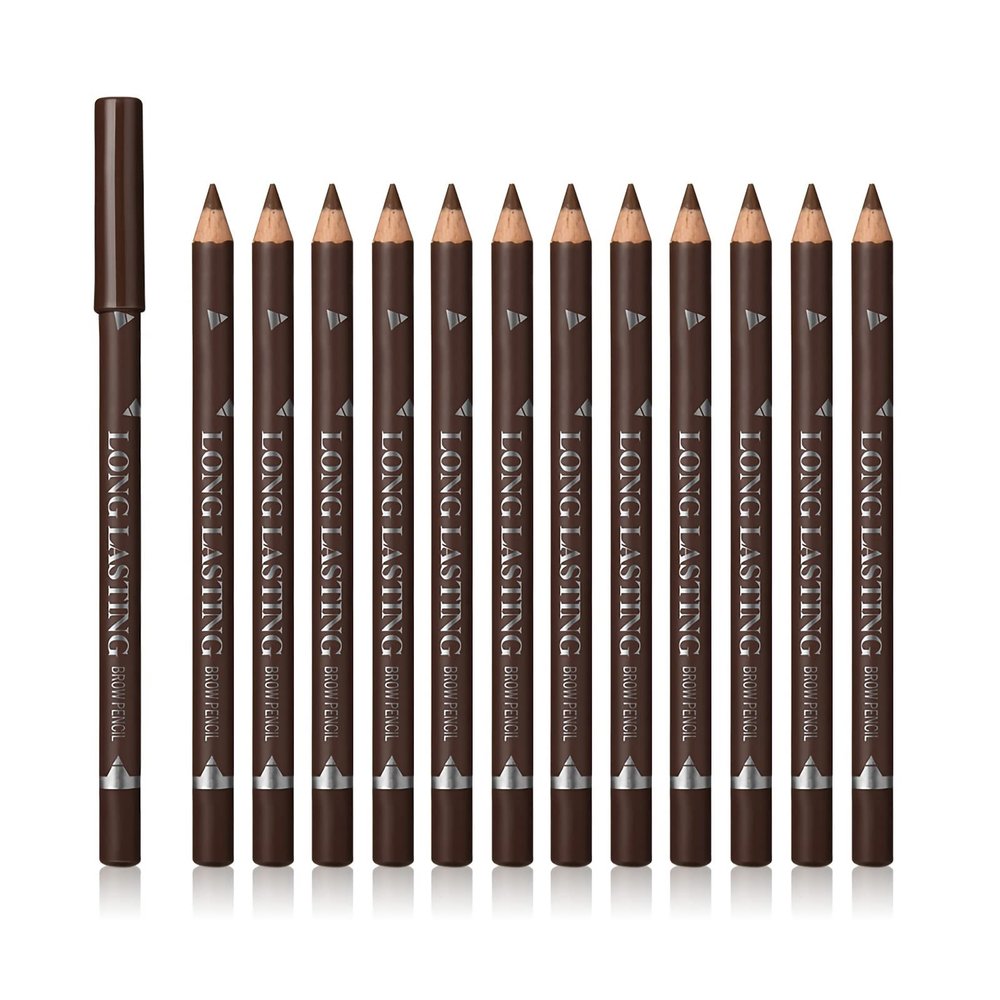 SUMEITANG 12 Pcs Brown Eyebrow Pencil Eyeliner MakeupSoft TexturedEasy to ColorLong LastingWaterproof Eyebrow Pen for Fills in Sparse Areas and GapsCreate a Natural Eye Brow