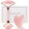 huefull Face Massager Rose Quartz Face Roller & Gua Sha Facial Tool Set, Muscle Tension Relief, Skin Care Gifts for Woman/Men, Skin Care Gifts view 1