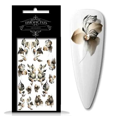 INKVICTUS Flower Nail Decals / Sliders 5341 Glitter for Manicure or Pedicure, Decal for Nails, Slider for Manicures and Pedicures, Nail Art