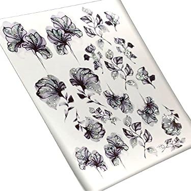 INKVICTUS Flower Nail Decals / Sliders 5338 Glitter for Manicure or Pedicure, Decal for Nails, Slider for Manicures and Pedicures, Nail Art
