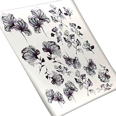 INKVICTUS Flower Nail Decals / Sliders 5338 Glitter for Manicure or Pedicure, Decal for Nails, Slider for Manicures and Pedicures, Nail Art
