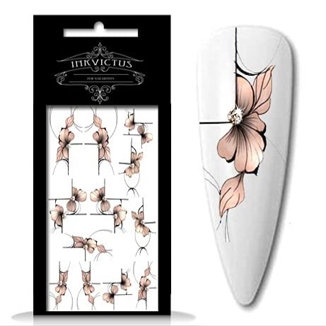 INKVICTUS Flower Nail Decals / Sliders 5363 Glitter for Manicure or Pedicure, Decal for Nails, Slider for Manicures and Pedicures, Nail Art