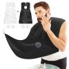 2 Pcs Beard Bib, Bead Bib for Shaving, Beard Apron, Waterproof Shaving Cloth Kit Non-Stick Beard Cape, Beard Trimming Bib with Strong Suction Cup, A Gift for All MenBlack+White view 1