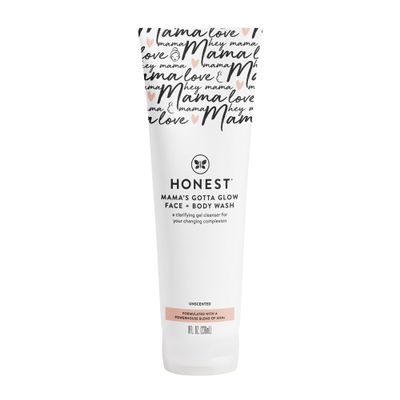 The Honest Company Mama's Gotta Glow Face and Body Wash, Pregnancy Safe Clarifying Exfoliating AHA Cleanser, 8 fl oz