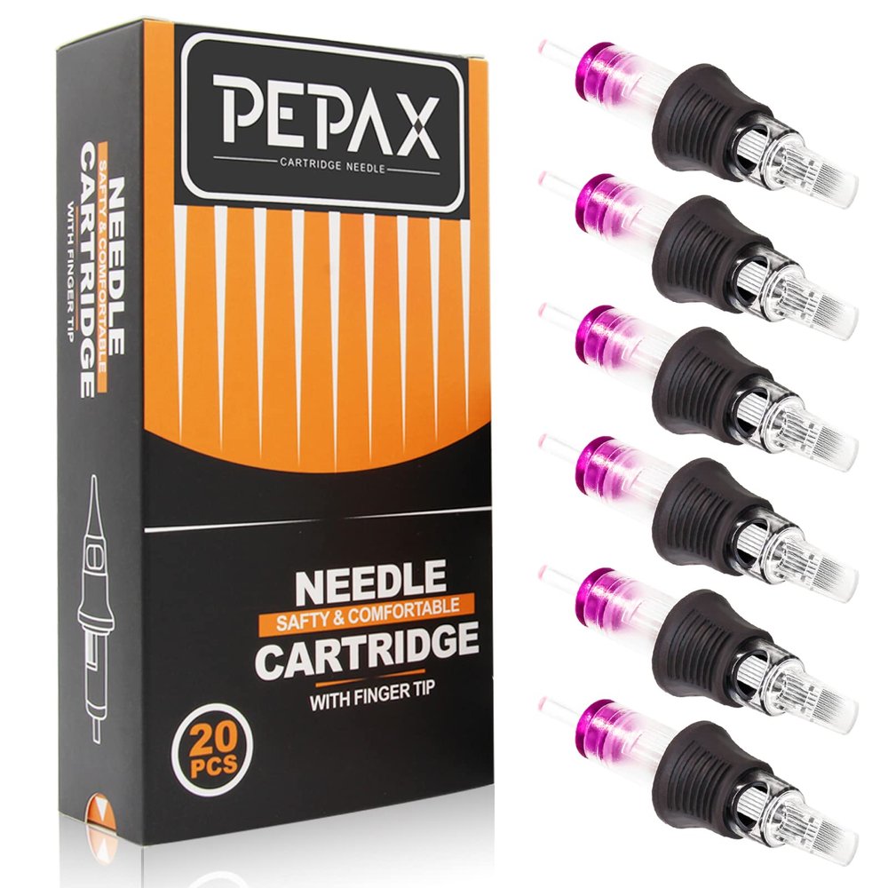 Tattoo Cartridge Needles - 20Pcs Disposable Tattoo Needles Cartridge Finger Ledge Integration Tattoo Cartridge Needles Standard 5RM Needles for Cartridge Tattoo Pen Machine(1205RM)