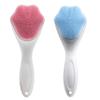2 PC Silicone Facial Cleansing Brush Silicone Facial Scrubber Manual Exfoliating Facial Brush Face Cleanser Face Exfoliator Fine Bristles for Sensitive Skin Easy to Clean Lather Well (Pink&Blue) view 1